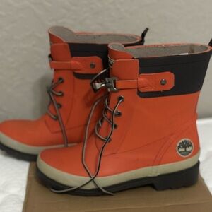 Timberland Vibrant Orange and Black Boots